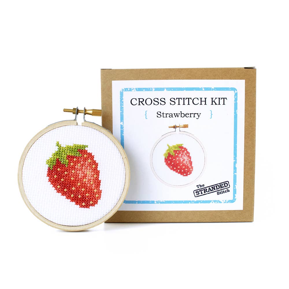The Stranded Stitch - Strawberry DIY Mini Cross Stitch Kit
