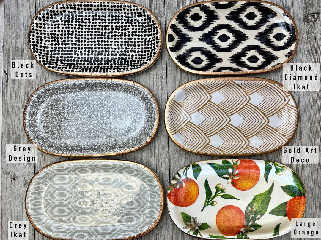 Ten Twenty Six Designs - Ceramic Jewelry tray- large: Grey Ikat