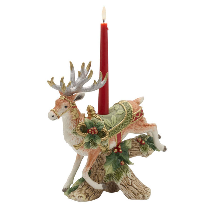 Fitz and Floyd® Mikasa® Pfaltzgraff® - Fitz & Floyd Holiday Hme Green Deer CndleHolder Gift Box Pkg: Green / Earthenware / Holiday