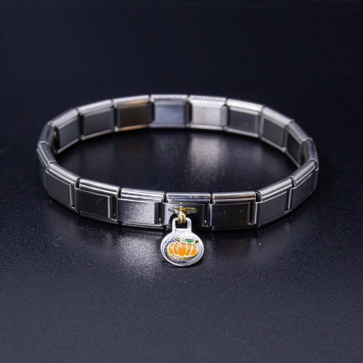 Natalia - Italian Bracelet Dangle Charm - Halloween Pumpkin Holiday Links
