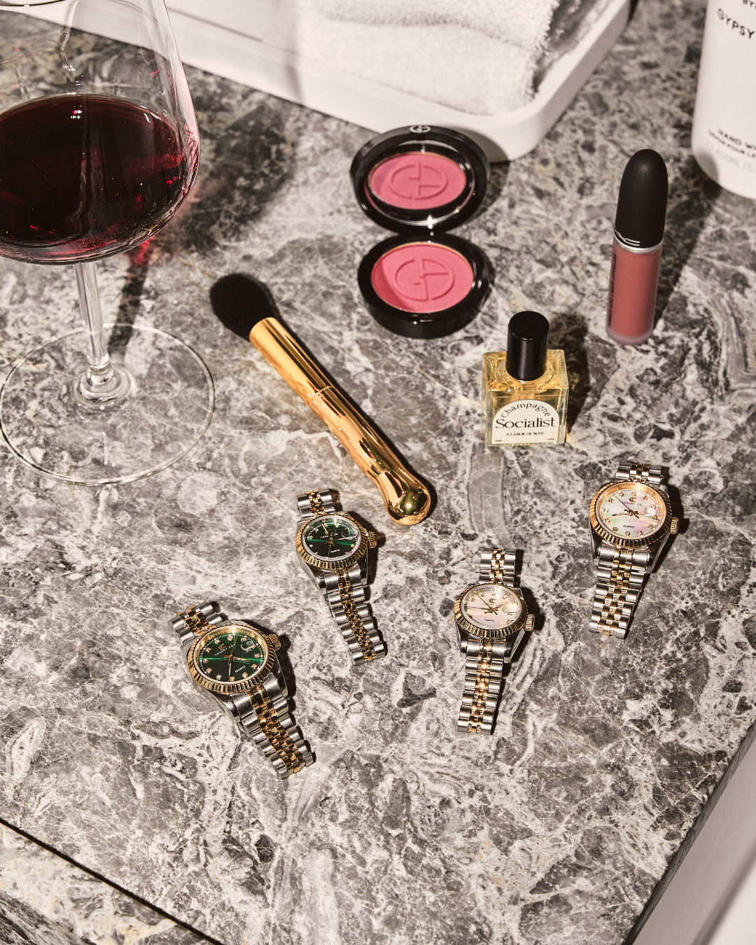 C&C LUXURY CO. - 28MM CLASSIC WATCH: TWO-TONE & MOTHER OF PEARL