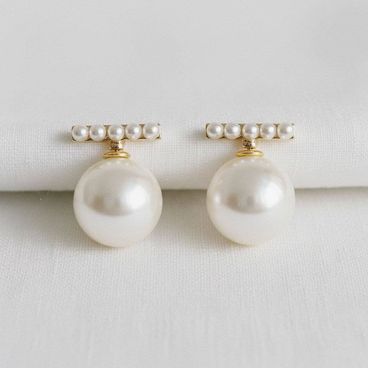 Ellemadera - Geometric Pearl-Inspired Drop Earrings