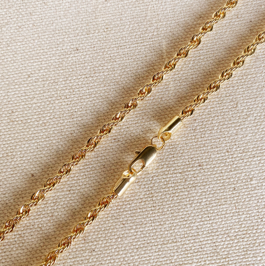 GoldFi - 18k Gold Filled Rope Chain In 3.0mm Thickness Gold Chain Com: 20 inches