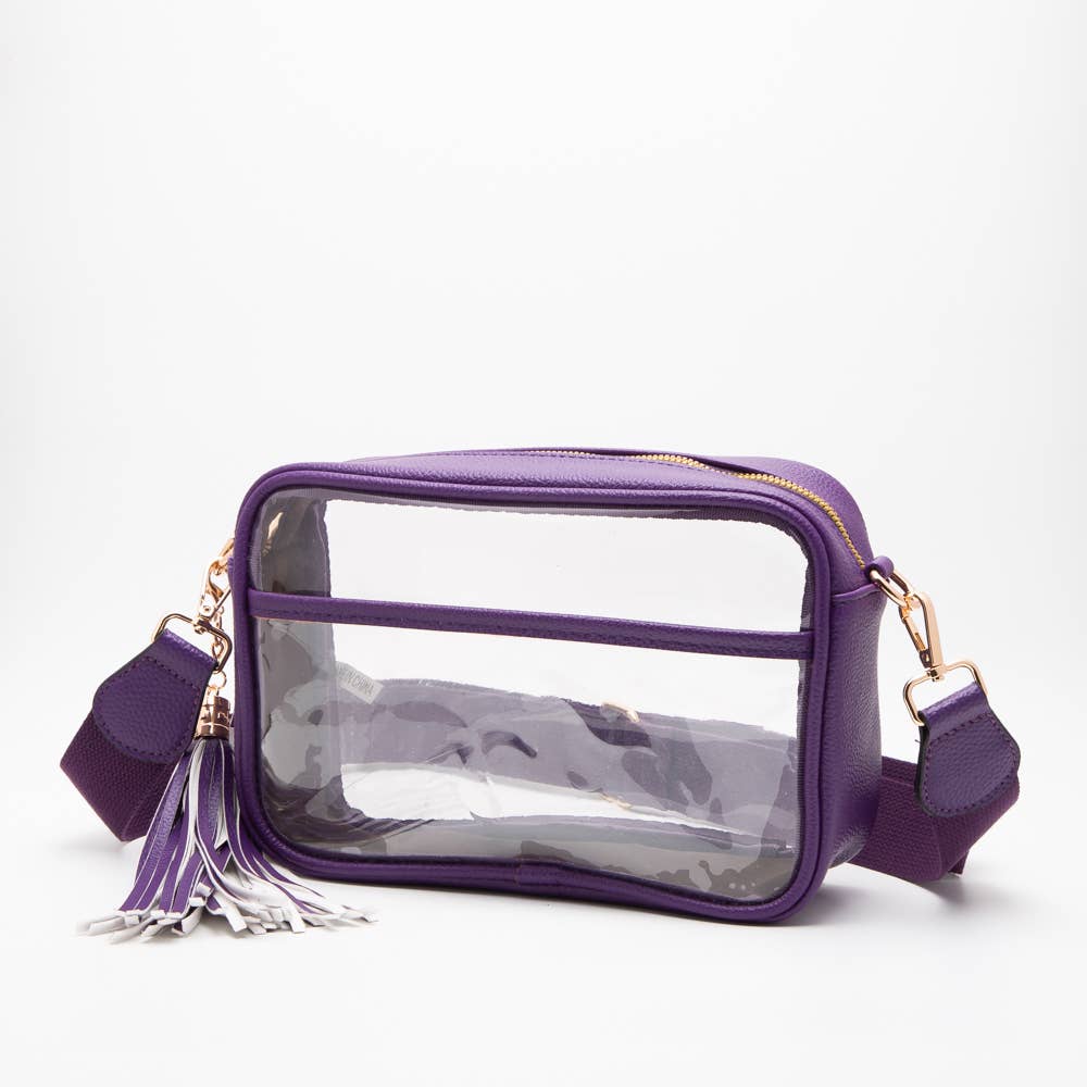 Fashion City - Solid Color Outlined Clear Crossbody Bag: CLRB / ONE SIZE
