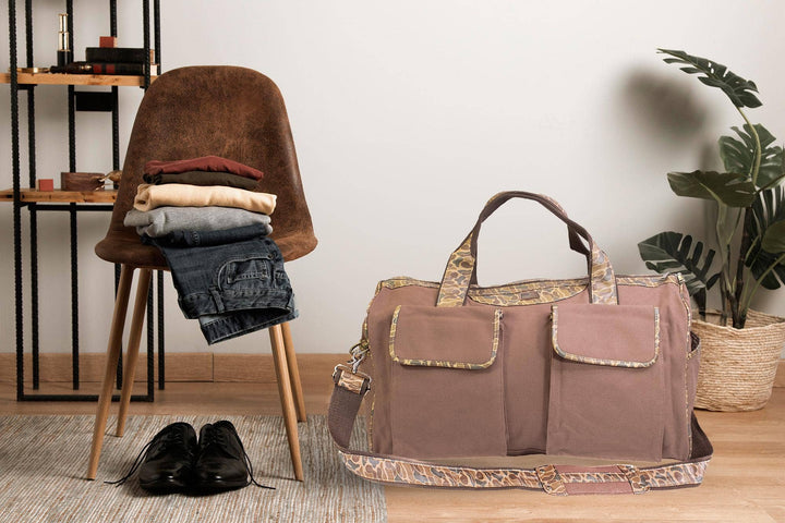 Zep-Pro - Shot Shell Brown Waxed Canvas Old School Camo Weekender Bag.: Brown/Tan