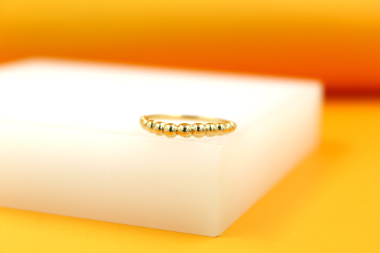MIA Jewelry - 18k Gold Beaded Band Ring: 8 US