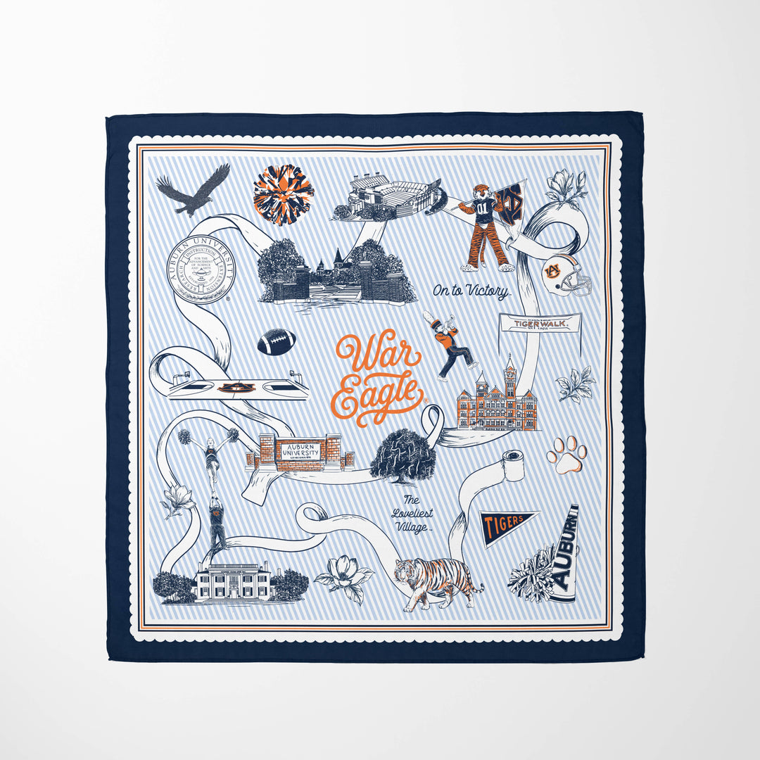 Gracefully Made Art - Auburn University Striped Silk Scarf