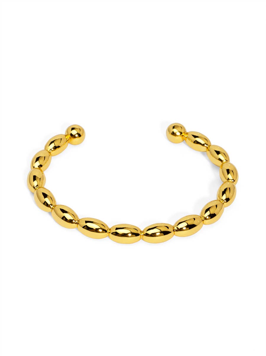 rho - Beaded Cuff Bracelet: Silver