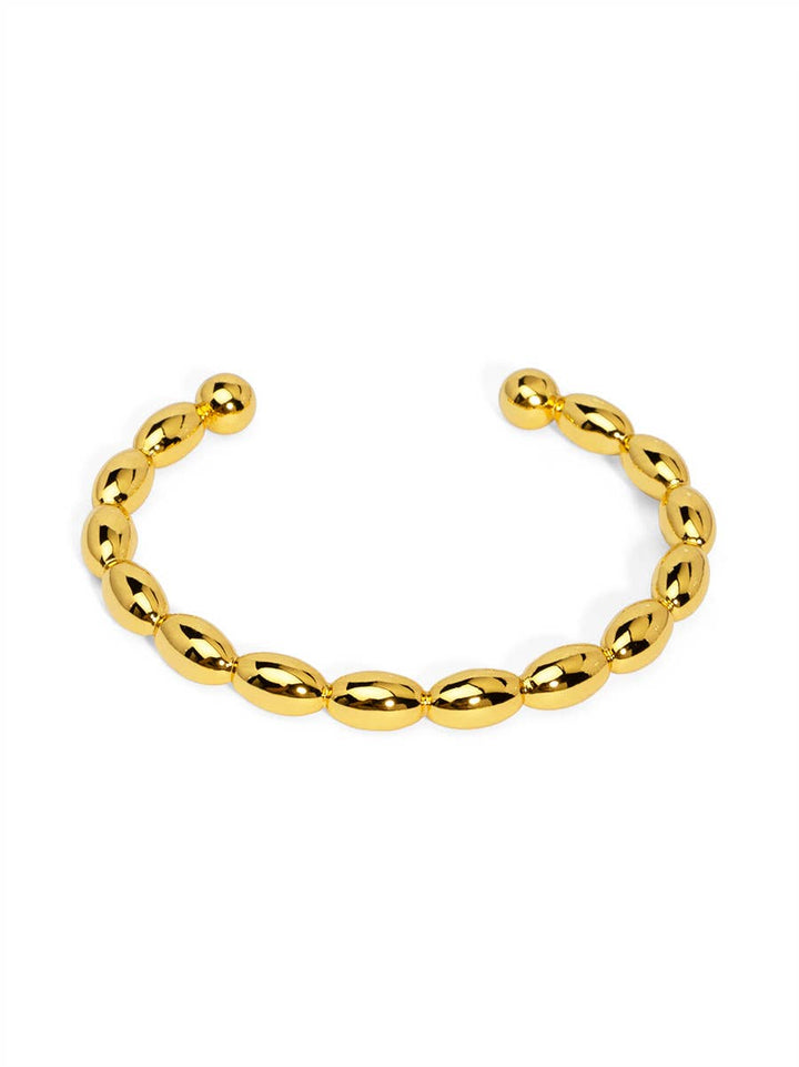 rho - Beaded Cuff Bracelet: Silver