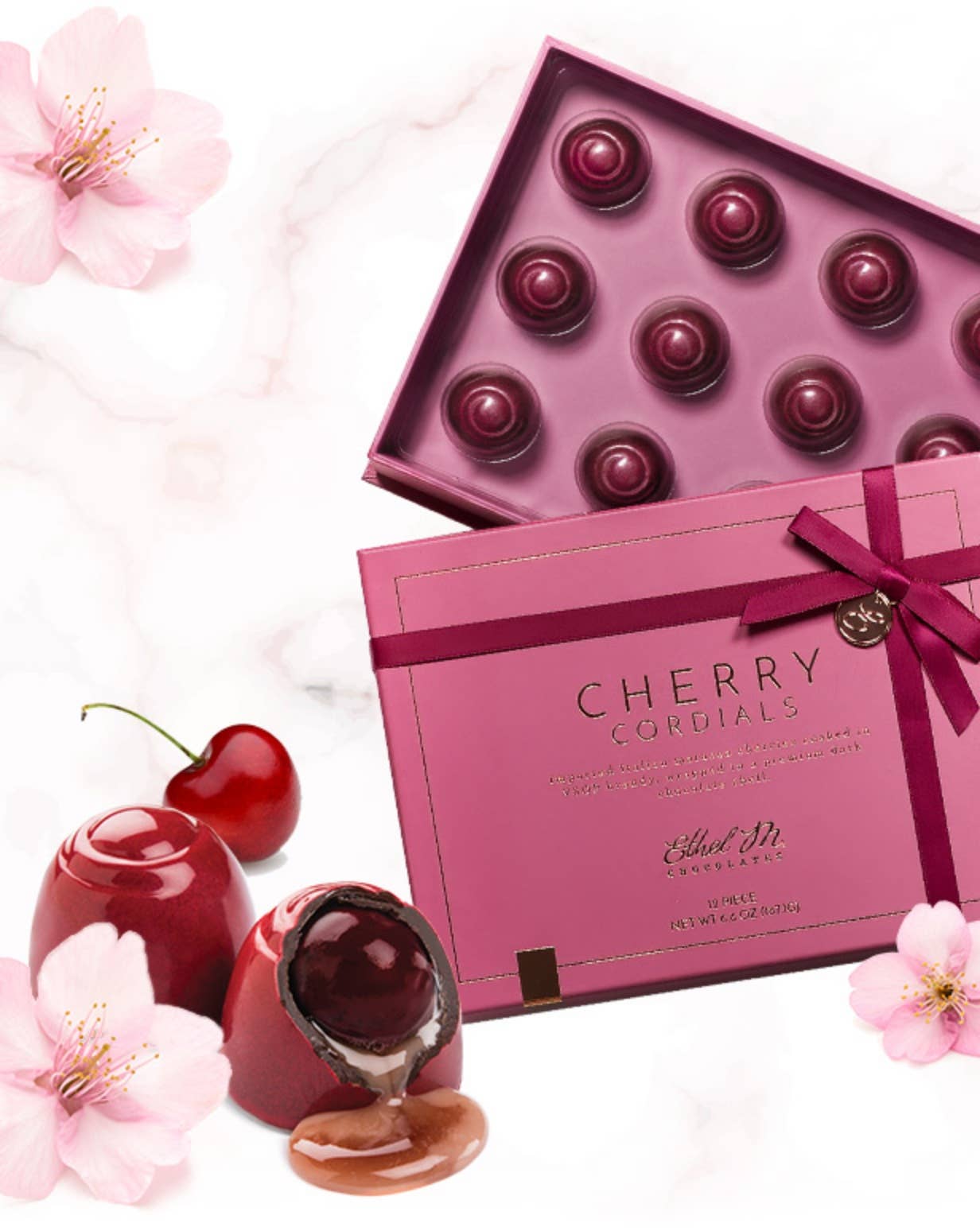 Ethel M Chocolates - PREMIUM 12-PIECE CHERRY CORDIAL COLLECTION