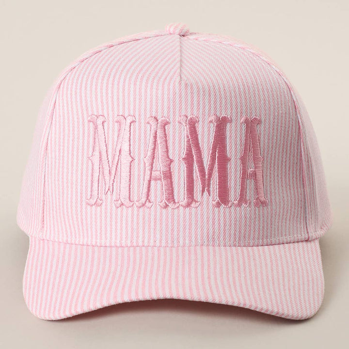 Fashion City - MAMA Embroidered Striped Trucker Hat : BLUE/BLUE