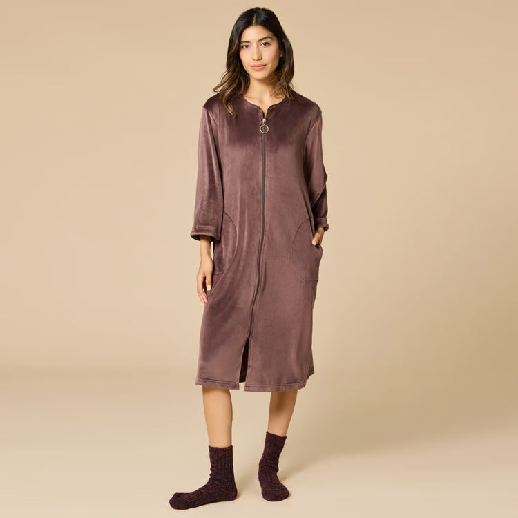 42" 3/4 Sleeve Serenity Shear Mink Zip Robe