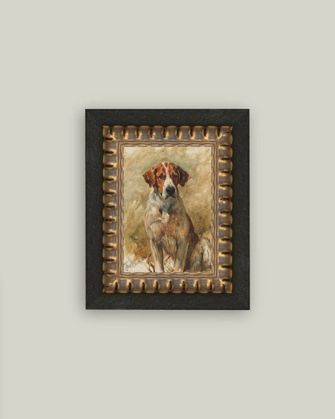 Petal Lane Home - Study of a Hound Framed Antique Art: 8x10