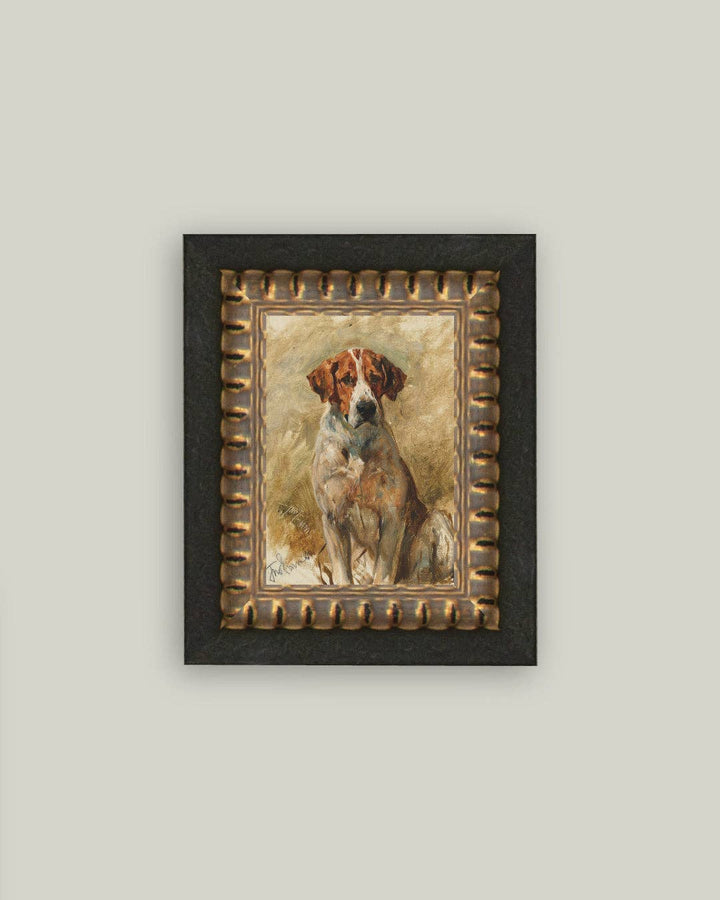 Petal Lane Home - Study of a Hound Framed Antique Art: 5x7