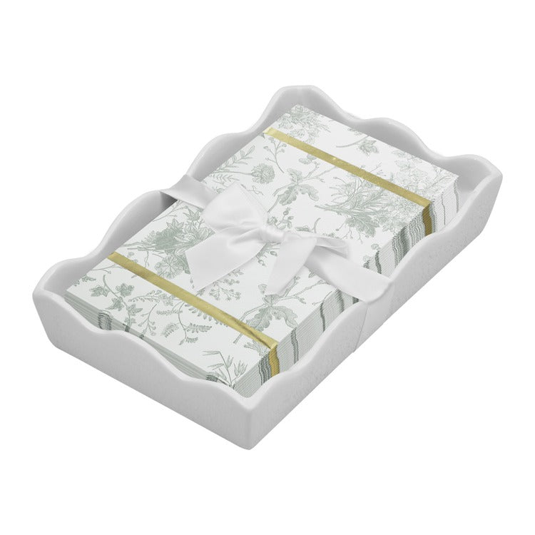 Ceramic Wave Napkin Tray with Guest Towel