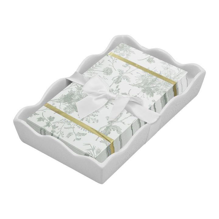 Ceramic Wave Napkin Tray with Guest Towel