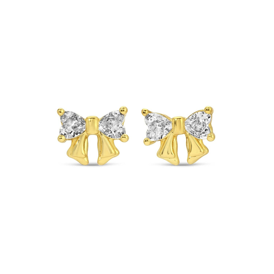 Splendid Iris - CZ Bow Studs on Velvet Gift Tag