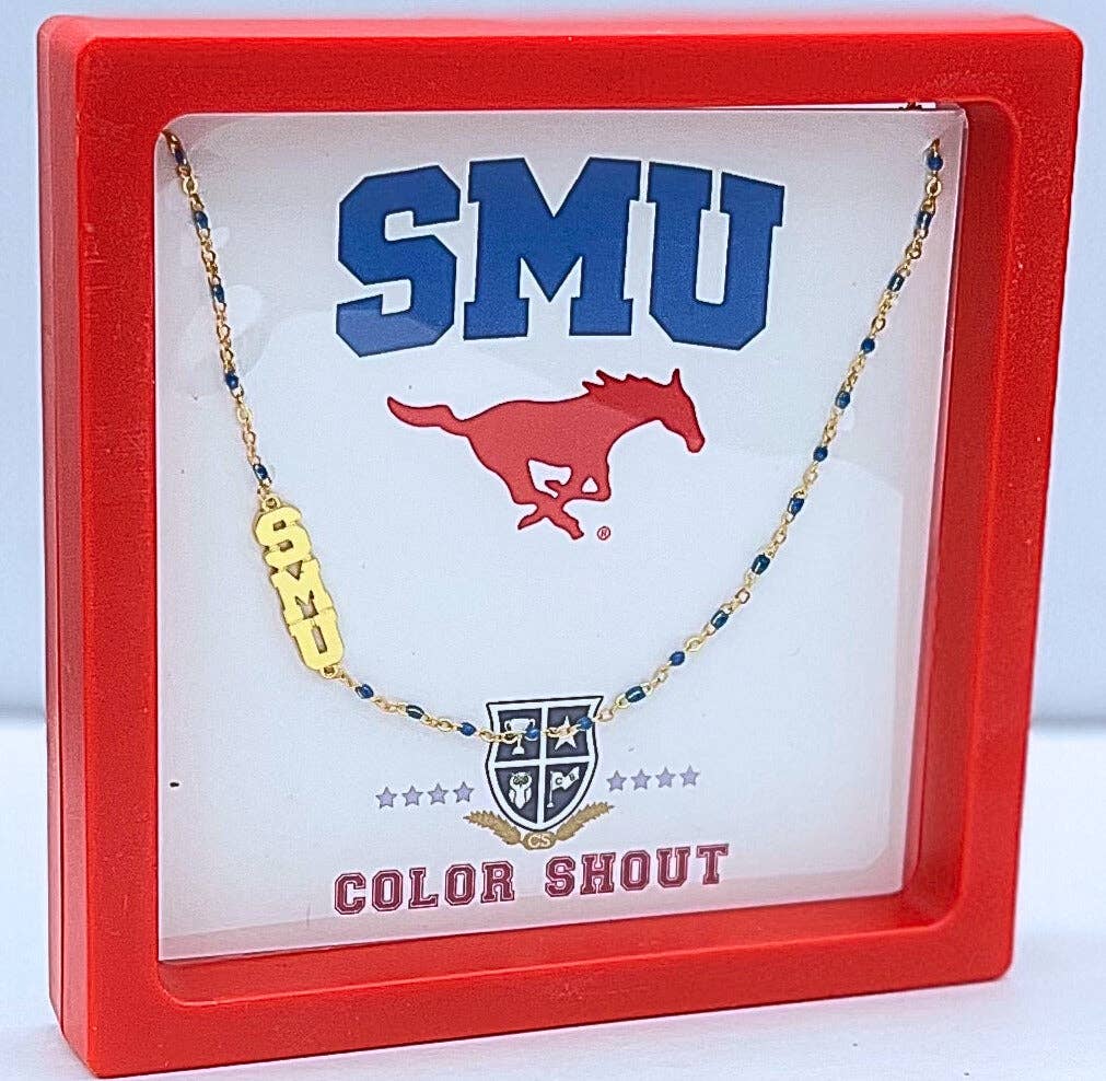 Color Shout - The College Logo Necklace: Side Set Logo on Enamel Bead Necklace: Georgia