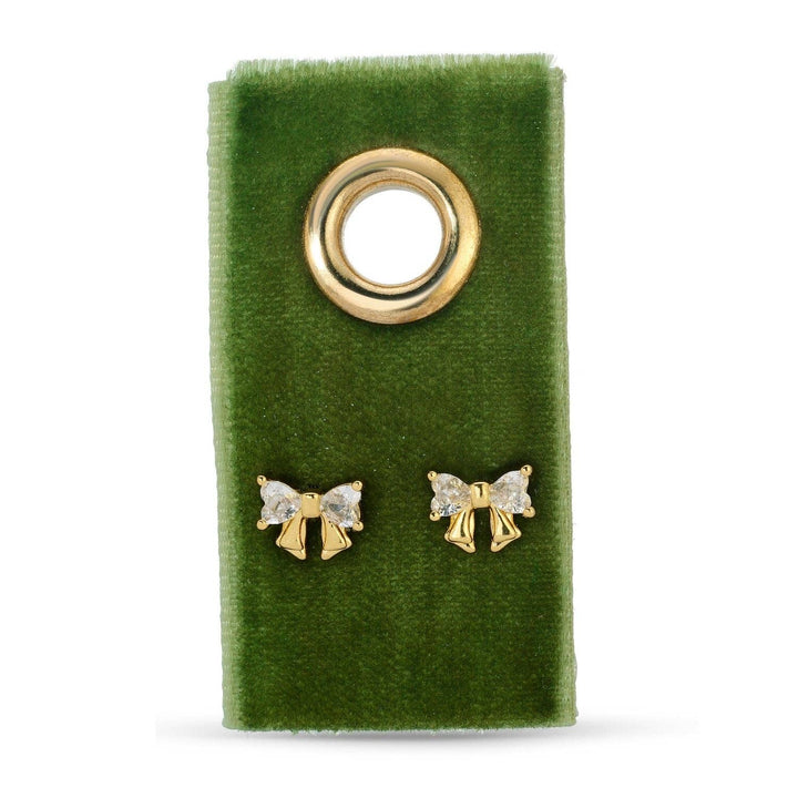 Splendid Iris - CZ Bow Studs on Velvet Gift Tag