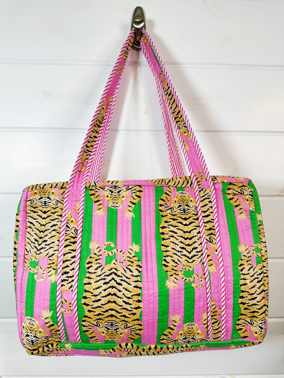 Folklore Couture - Quilted Duffle Bag | Weekender Travel Overnight Bag | Tigers