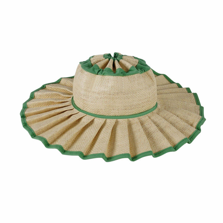 MKS America - Boho Checkered Straw Hat Foldable Beach Sun Hat: TGrass / M