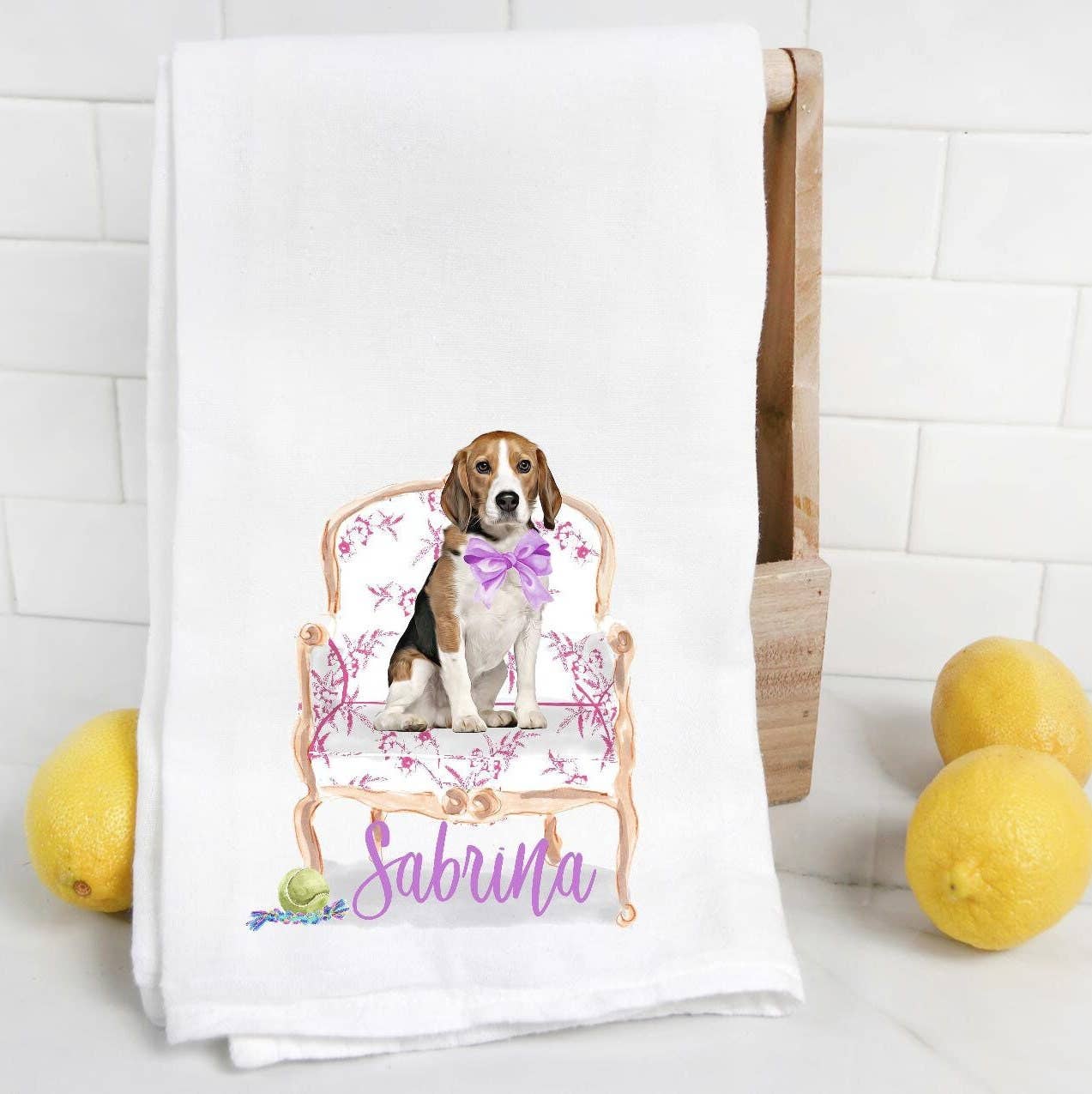 The Preppy Pineapple Home Beagle Flour Sack Towel - Thumbnail 3