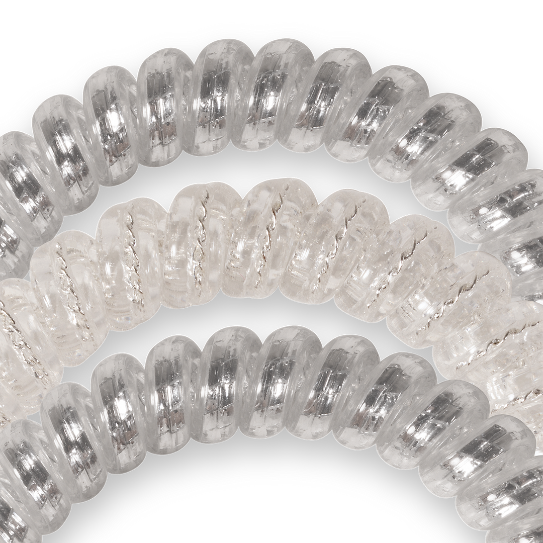 TELETIES - Spiral Hair Coils | Small | Silver Slay Hair Ties