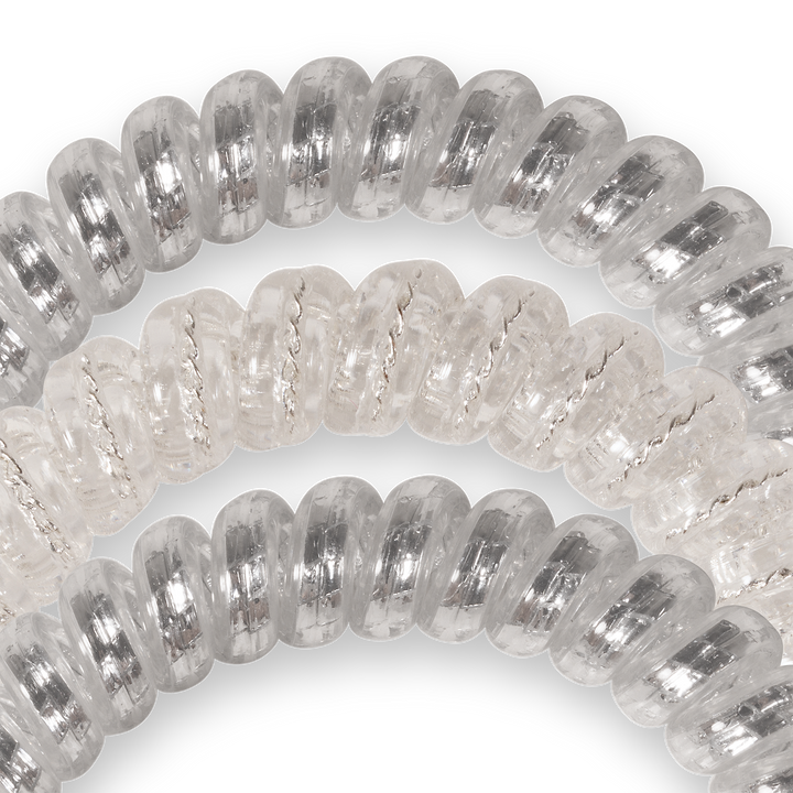 TELETIES - Spiral Hair Coils | Small | Silver Slay Hair Ties
