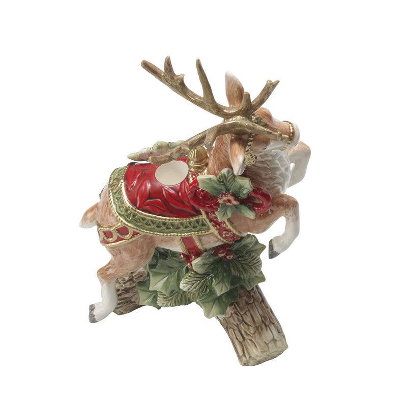 Fitz and Floyd® Mikasa® Pfaltzgraff® - Fitz & Floyd Holiday Hme Red Deer CndleHold Gift Box Pkg: Earthenware / Holiday