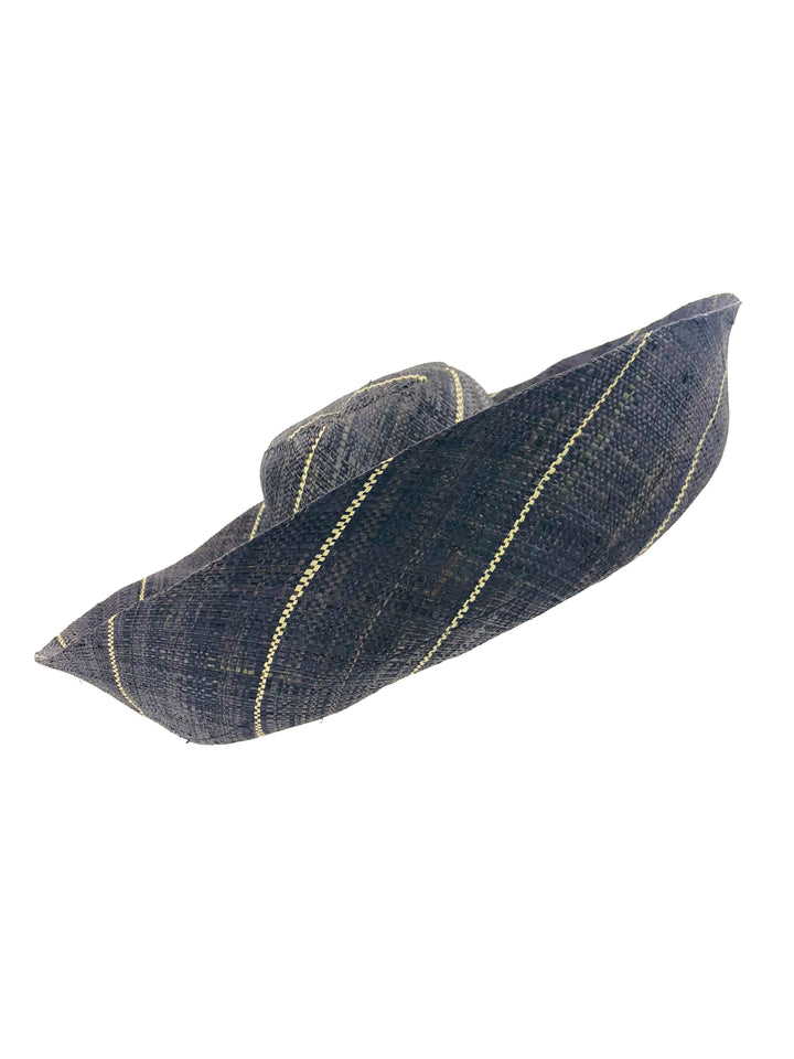 Shebobo - Sun Hats: Pinstripe Packable 5" & 7" Brim Raffia Straw: 5" Brim / Brights Multicolor Pinstripes