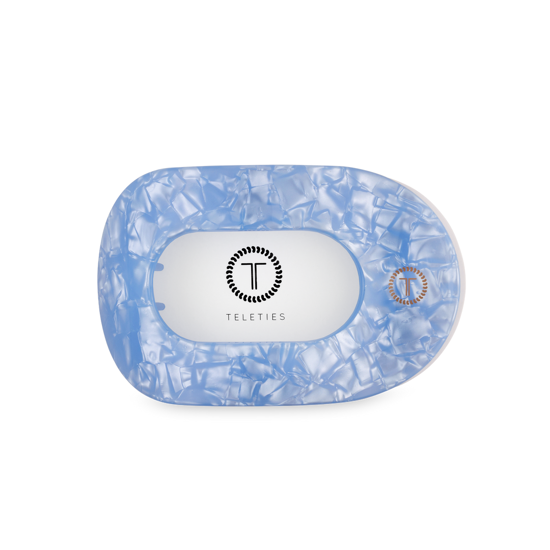 TELETIES - Flat Round Hair Clip | Medium | Blue Lagoon