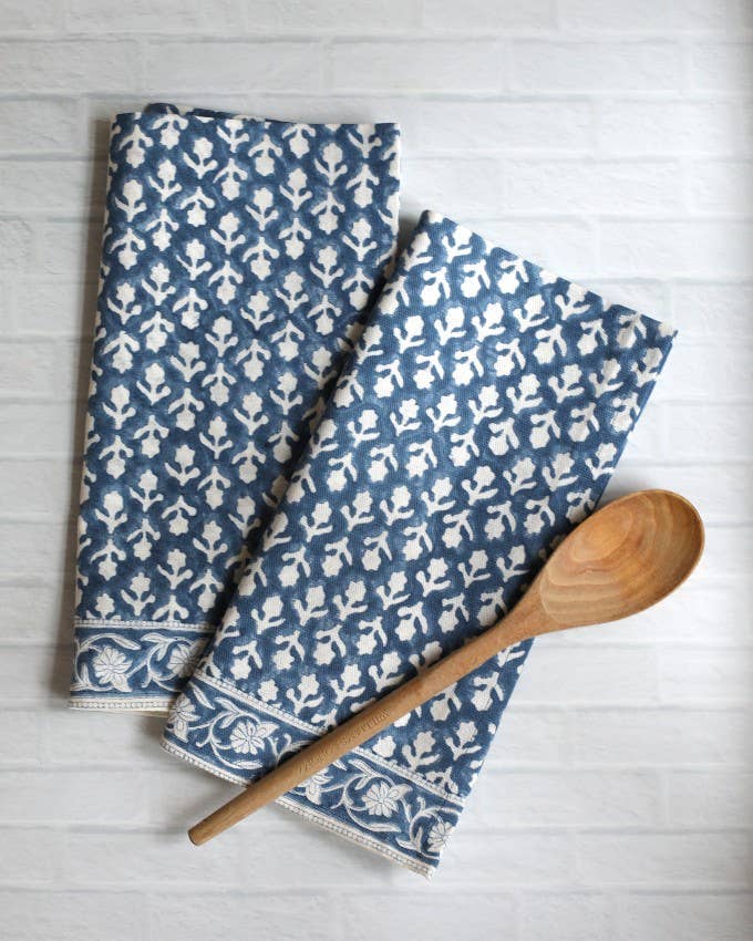 PACIFIC & ROSE TEXTILES - Kitchen Towel Charlotte Indigo, Set of 2