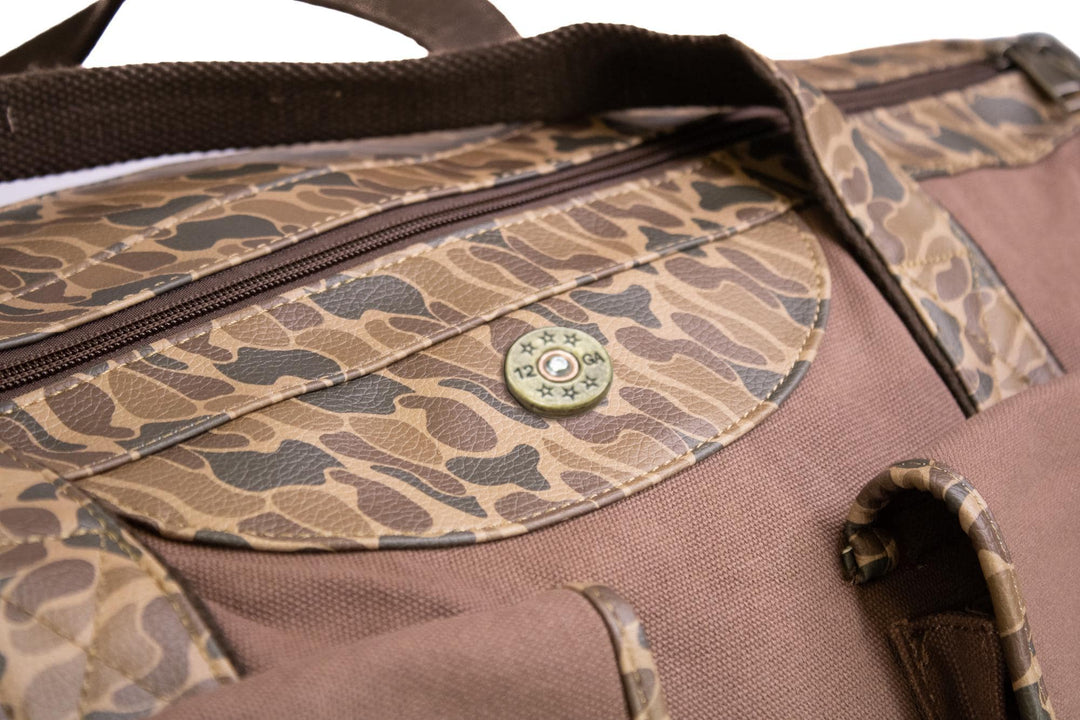Zep-Pro - Shot Shell Brown Waxed Canvas Old School Camo Weekender Bag.: Brown/Tan
