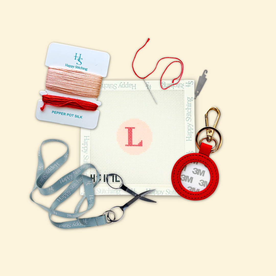 Happy Stitching - Our Initial Thought - Key Fob in Rosy Cheeks: J