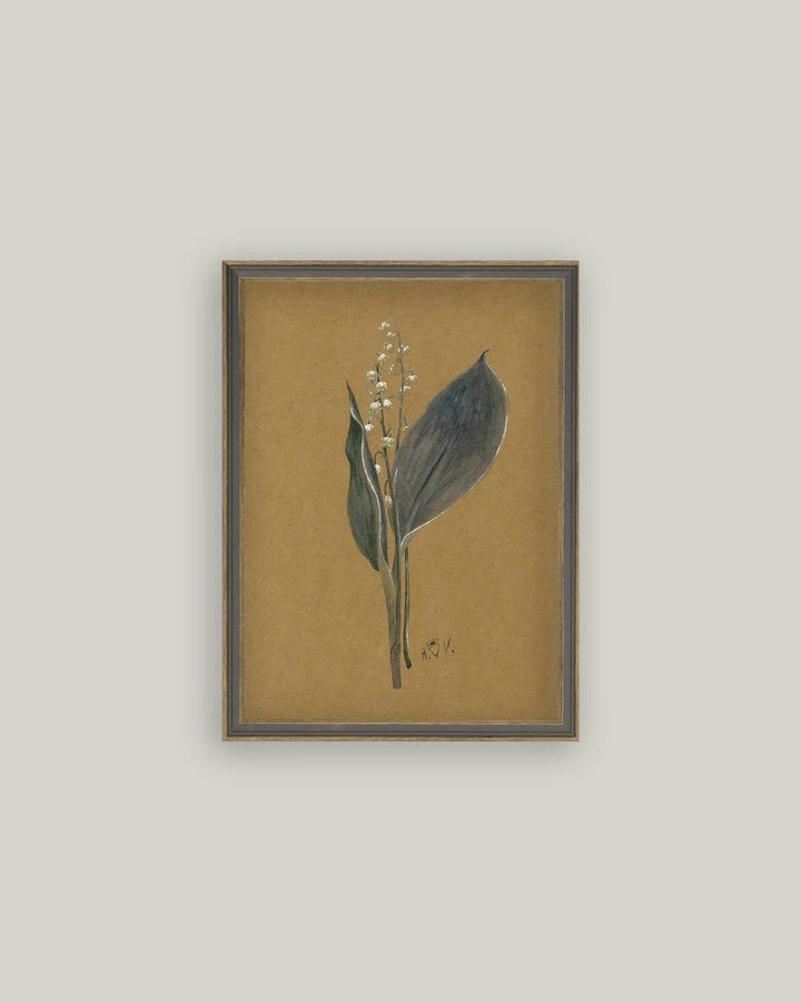 Petal Lane Home - Lily On Brown Framed Antique Art: 7x9