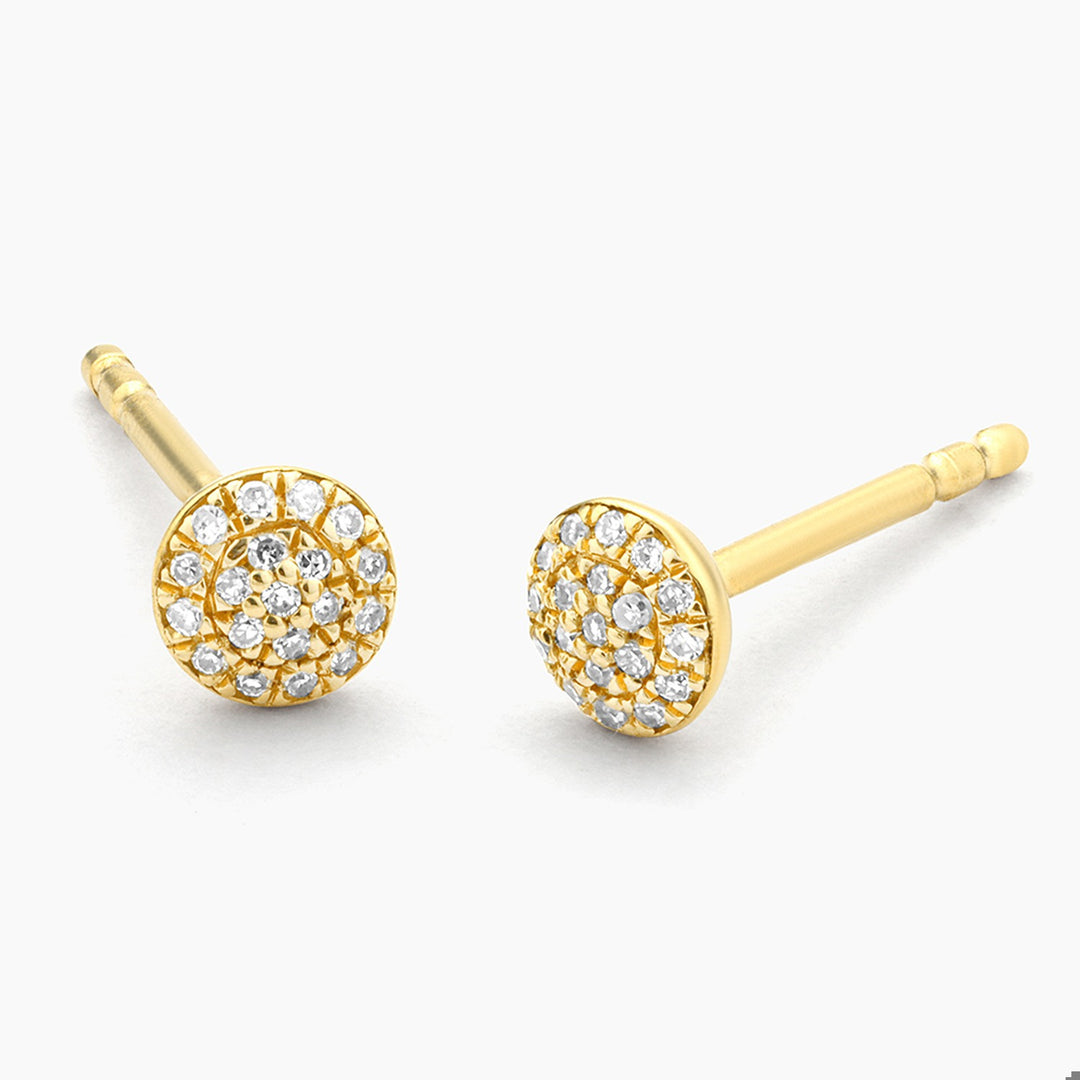 Gold Round Stud Earrings