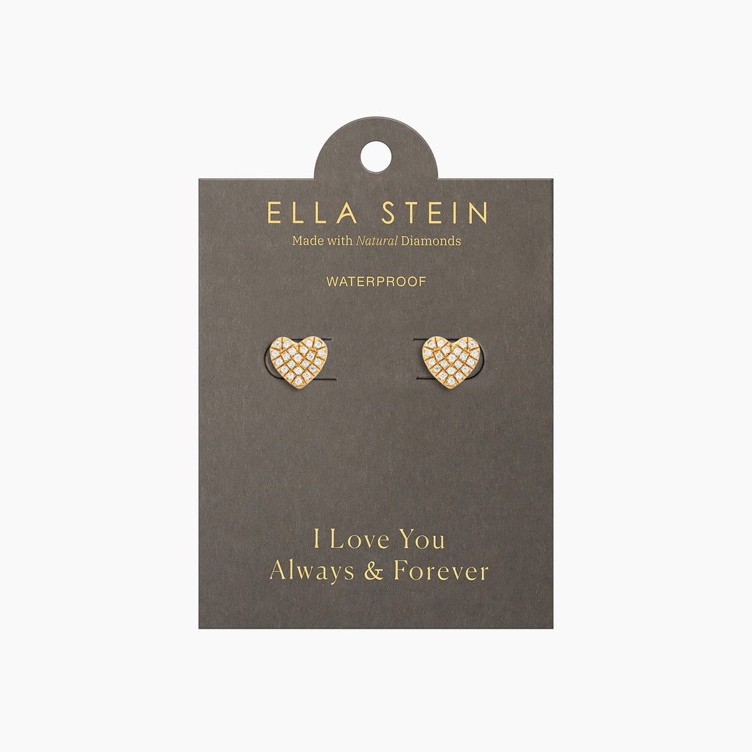 Gold Dome Heart Stud Earrings