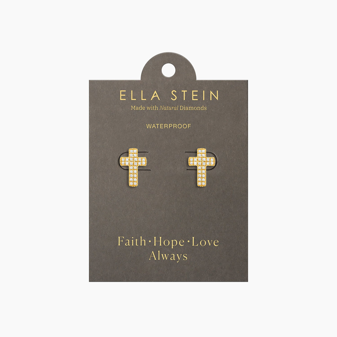 Gold Small Cross Stud Earrings