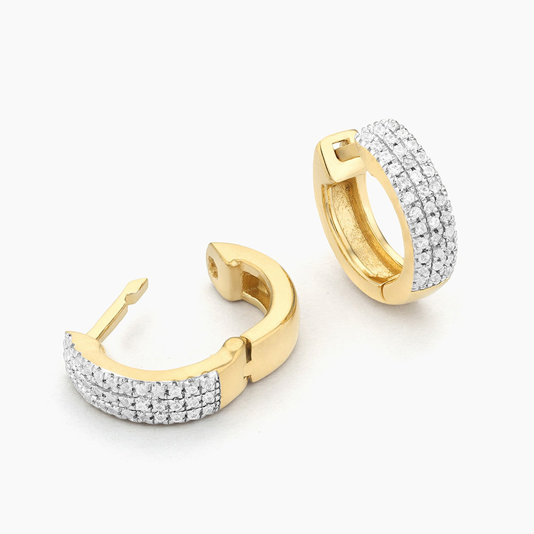 Gold Three Ways to Shine Huggie Earrings