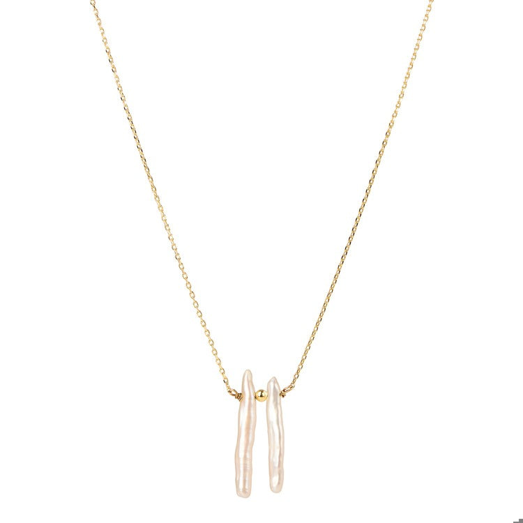 Pearl double bar necklace