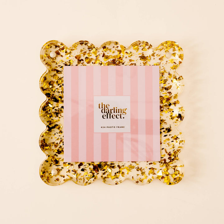 The Darling Effect - Square Scalloped Acrylic Frame-Confetti Gold