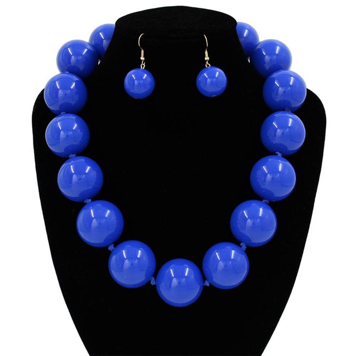 Sensibling Corp. - Chunky Ball Beaded Statement Necklace: Light Blue