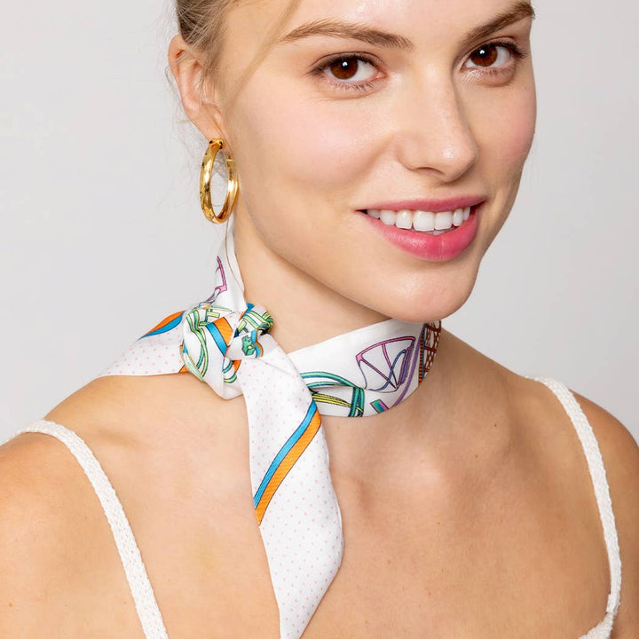 Fashion City - Multi-Colored Pattern Light Weight Twilly Scarf : PNK / ONE SIZE