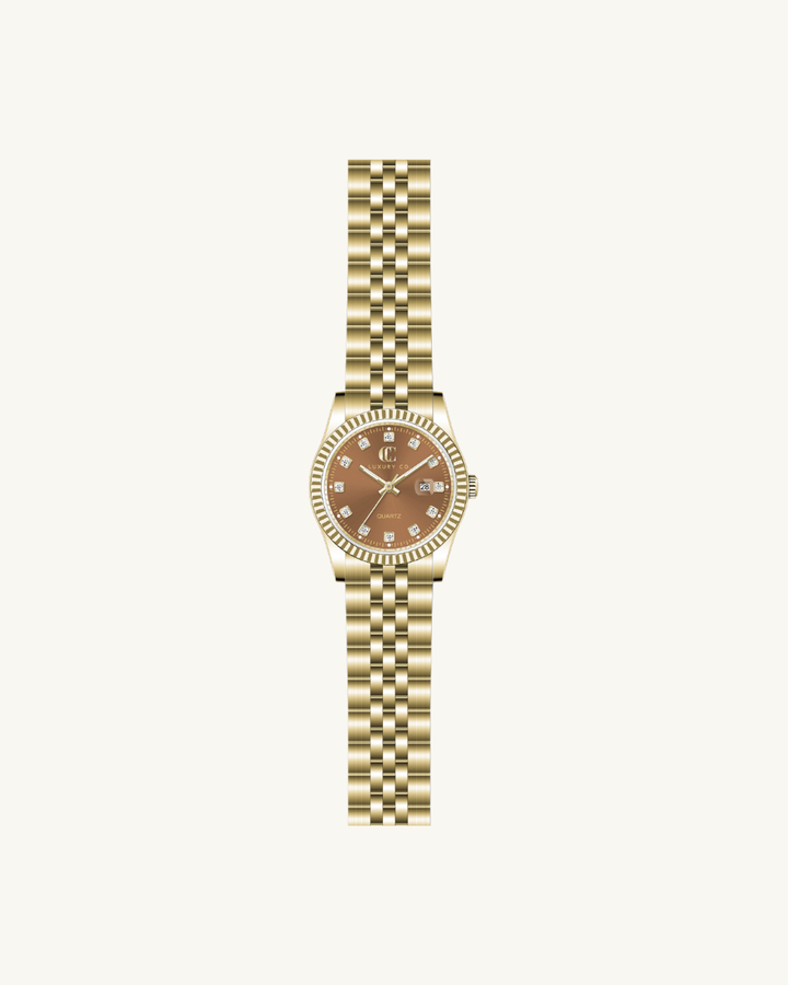 C&C LUXURY CO. - 31MM CLASSIC WATCH: GOLD & BROWN