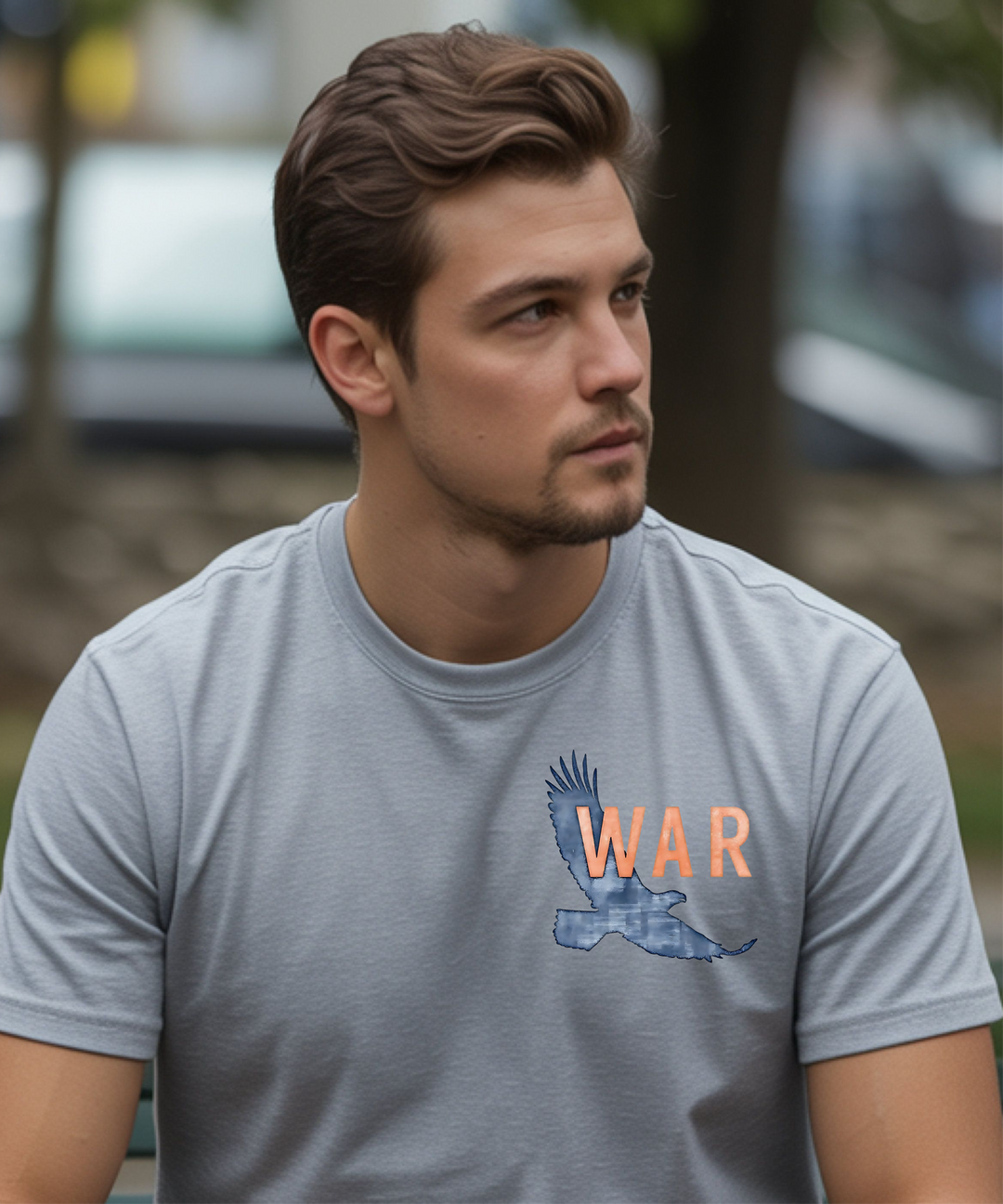 Rainwater Designs - Eagle Graphic Tee | Comfort Colors® | White & Granite: Gray / L