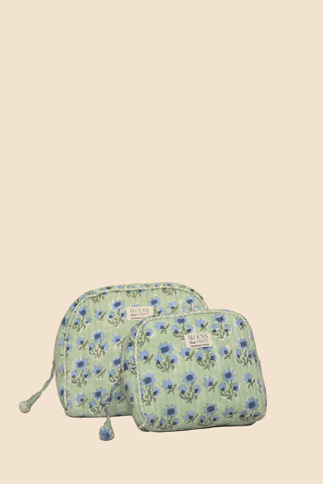 Blocks that Print - Green Bloom Travel Pouch : Large