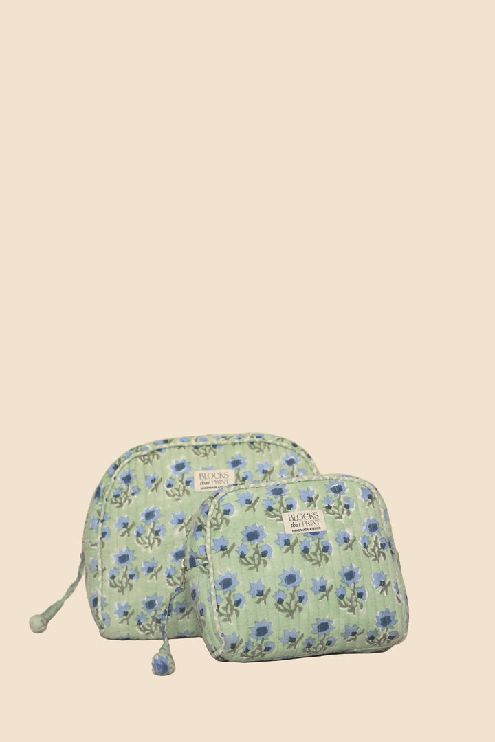 Blocks that Print - Green Bloom Travel Pouch : Large