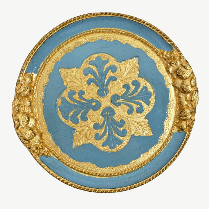 Florentine Carved Wood Small Circle Lemon Tray: Basil Green