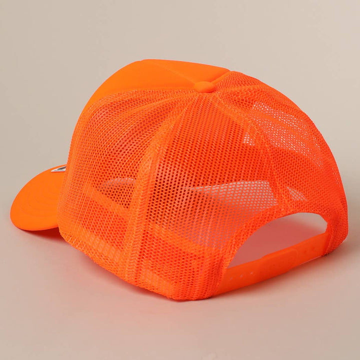 Fashion City - I Only Talk To Boys With Boats Text Mesh Back Cap: NEON ORANGE / ONE SIZE