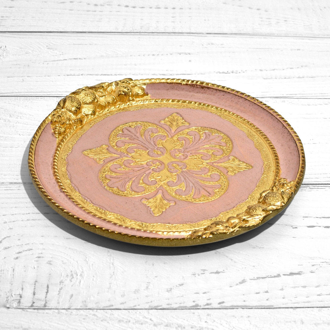 Florentine Carved Wood Small Circle Lemon Tray: Basil Green